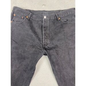 Levis 501 Original Fit Mens Jeans 42x30 Black Faded Denim Button Fly Straight